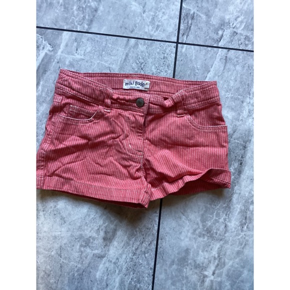 Mini Boden Other - Mini Boden Girls Red White Pinstripe Heart Pocket Shorts Size 9Y 32467